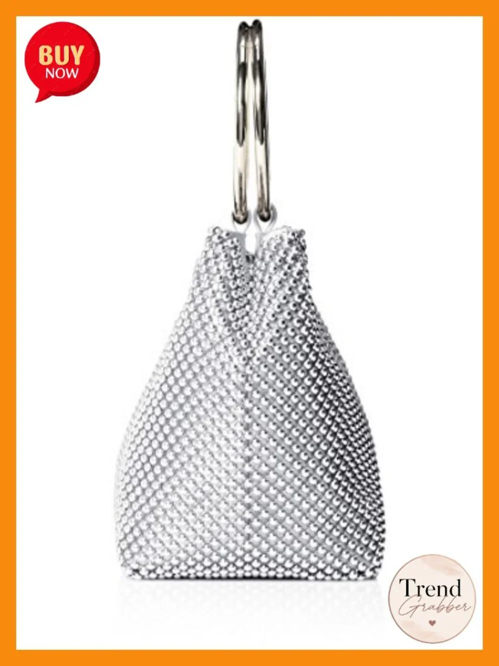 Mesh Ring Wristlet Clutch with Removable Chain Shoulder Strap